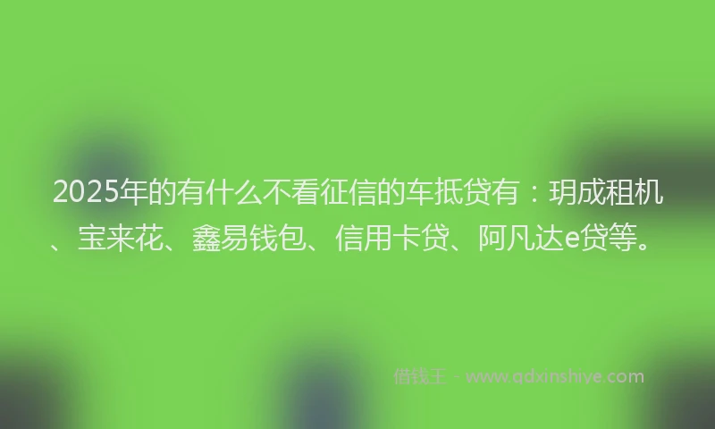 2025年的有什么不看征信的车抵贷有：玥成租机、宝来花、鑫易钱包、信用卡贷、阿凡达e贷等。