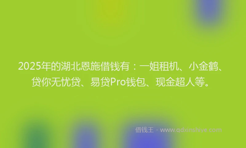 2025年的湖北恩施借钱有：一姐租机、小金鹤、贷你无忧贷、易贷Pro钱包、现金超人等。