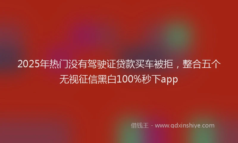 2025年热门没有驾驶证贷款买车被拒，整合五个无视征信黑白100%秒下app