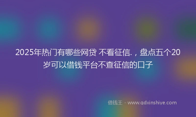 2025年热门有哪些网贷 不看征信.,盘点五个20岁可以借钱平台不查征信的口子