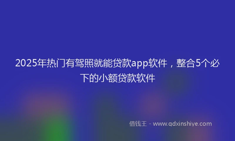 2025年热门有驾照就能贷款app软件，整合5个必下的小额贷款软件