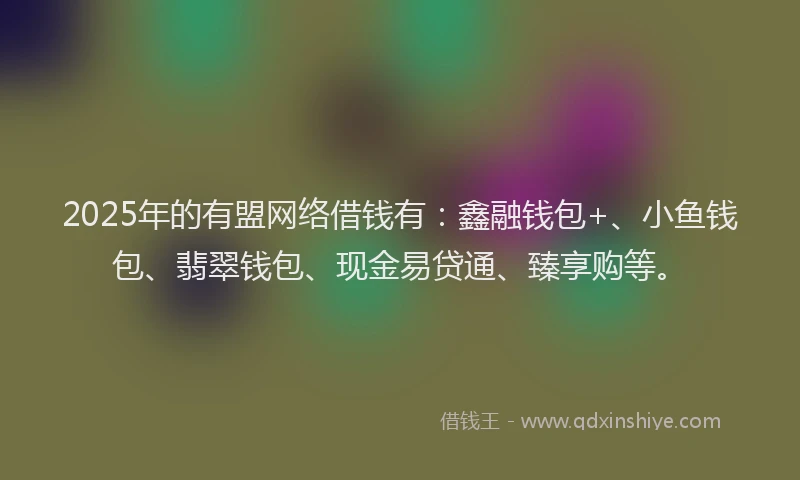 2025年的有盟网络借钱有：鑫融钱包+、小鱼钱包、翡翠钱包、现金易贷通、臻享购等。