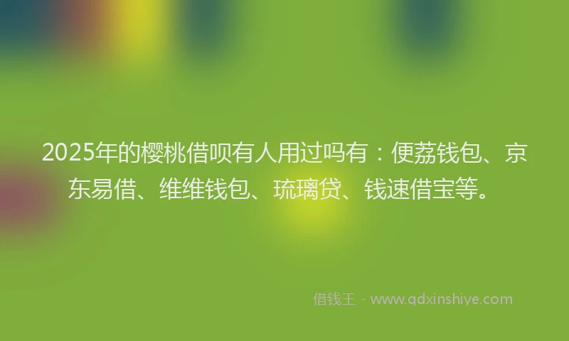 2025年的樱桃借呗有人用过吗有：便荔钱包、京东易借、维维钱包、琉璃贷、钱速借宝等。