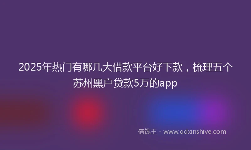 2025年热门有哪几大借款平台好下款,梳理五个苏州黑户贷款5万的app