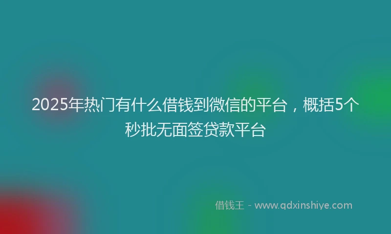 2025年热门有什么借钱到微信的平台,概括5个秒批无面签贷款平台