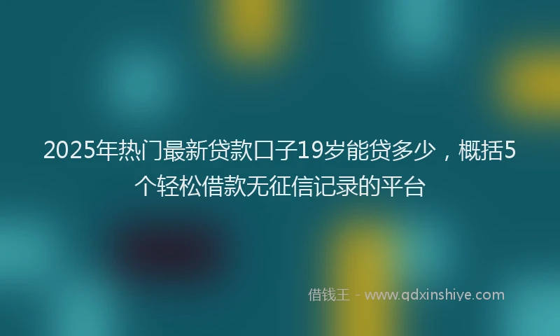 2025年热门最新贷款口子19岁能贷多少，概括5个轻松借款无征信记录的平台