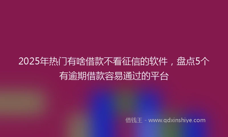 2025年热门有啥借款不看征信的软件,盘点5个有逾期借款容易通过的平台