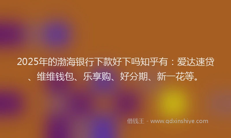 2025年的渤海银行下款好下吗知乎有：爱达速贷、维维钱包、乐享购、好分期、新一花等。