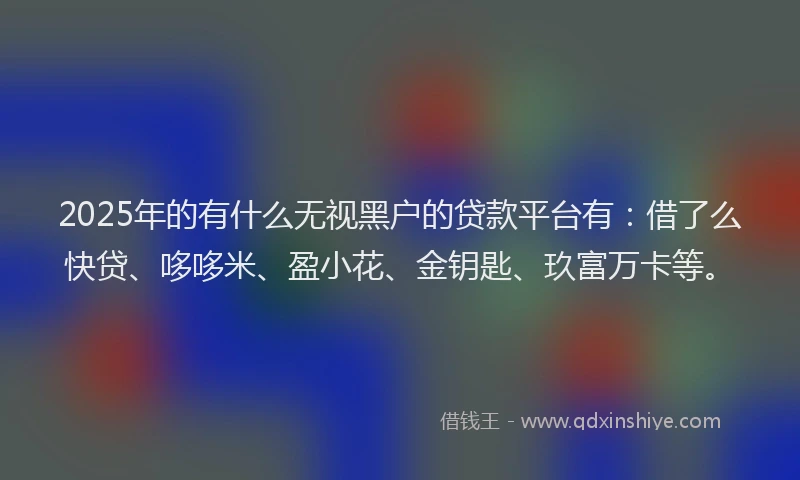 2025年的有什么无视黑户的贷款平台有：借了么快贷、哆哆米、盈小花、金钥匙、玖富万卡等。