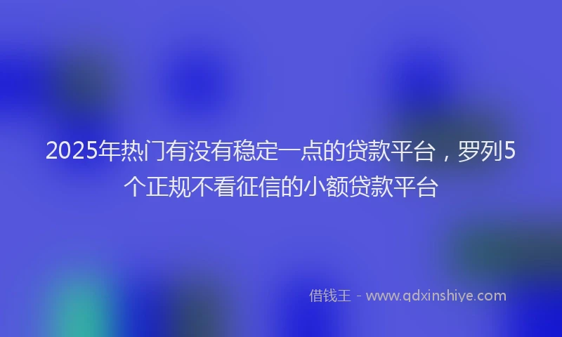2025年热门有没有稳定一点的贷款平台，罗列5个正规不看征信的小额贷款平台