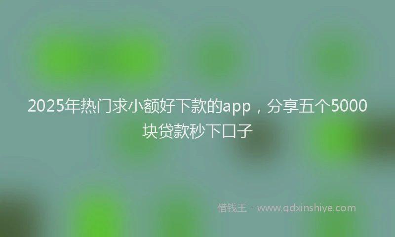 2025年热门求小额好下款的app，分享五个5000块贷款秒下口子