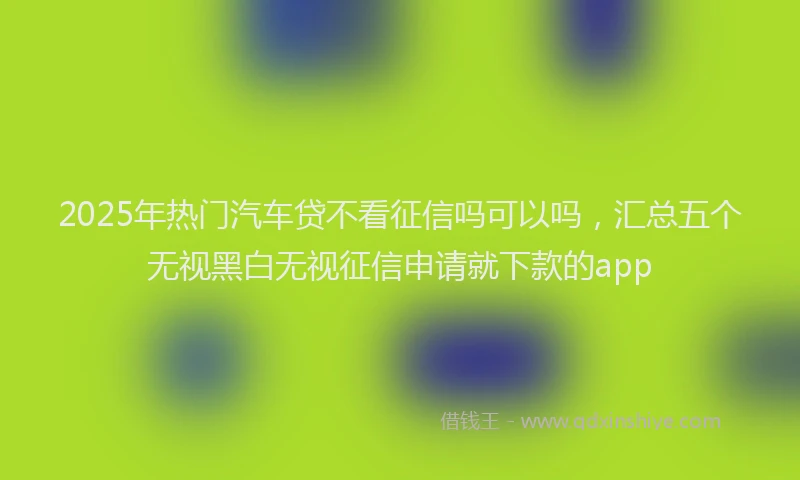 2025年热门汽车贷不看征信吗可以吗，汇总五个无视黑白无视征信申请就下款的app