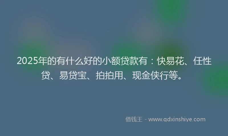 2025年的有什么好的小额贷款有：快易花、任性贷、易贷宝、拍拍用、现金侠行等。