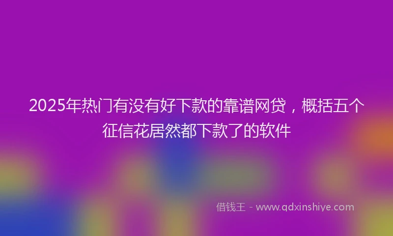 2025年热门有没有好下款的靠谱网贷,概括五个征信花居然都下款了的软件