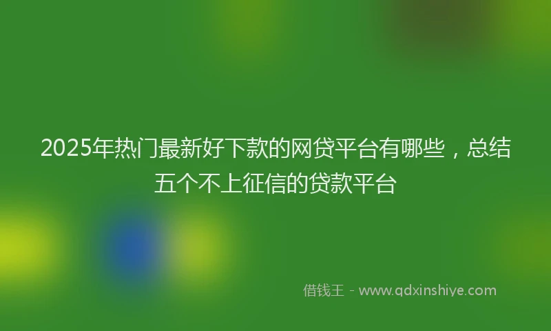 2025年热门最新好下款的网贷平台有哪些，总结五个不上征信的贷款平台
