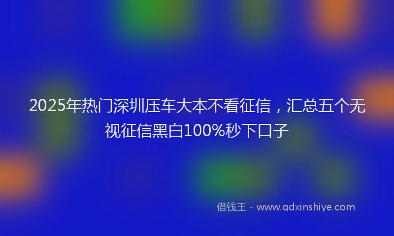 2025年热门深圳压车大本不看征信，汇总五个无视征信黑白100%秒下口子