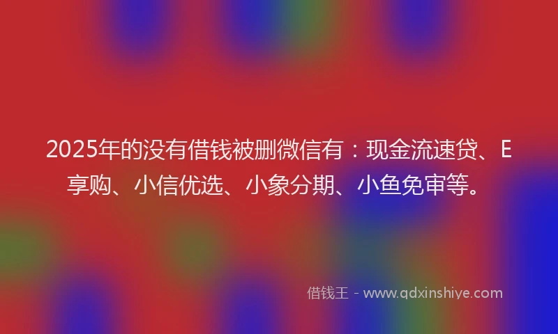 2025年的没有借钱被删微信有：现金流速贷、E享购、小信优选、小象分期、小鱼免审等。