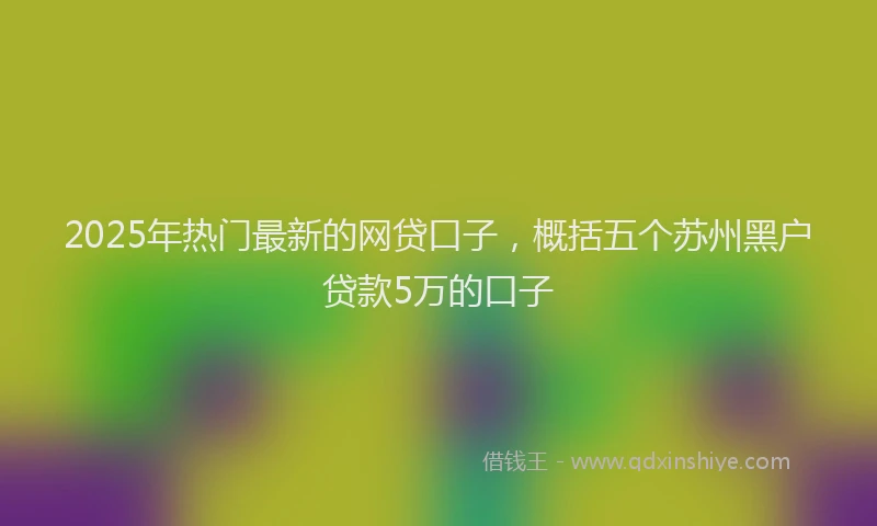 2025年热门最新的网贷口子，概括五个苏州黑户贷款5万的口子