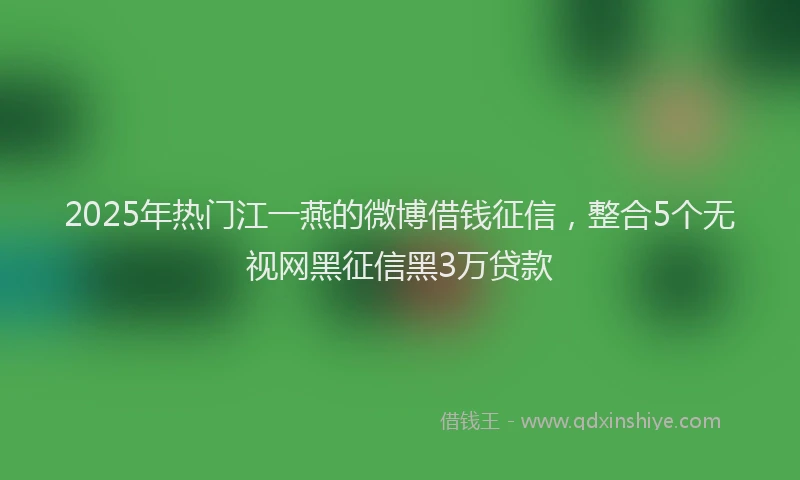 2025年热门江一燕的微博借钱征信,整合5个无视网黑征信黑3万贷款