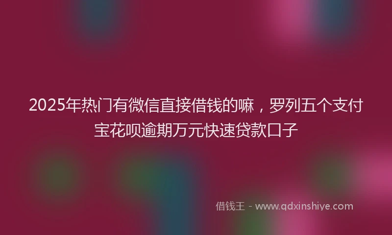 2025年热门有微信直接借钱的嘛，罗列五个支付宝花呗逾期万元快速贷款口子