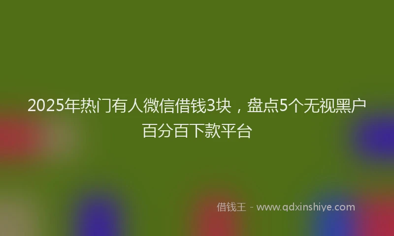 2025年热门有人微信借钱3块，盘点5个无视黑户百分百下款平台