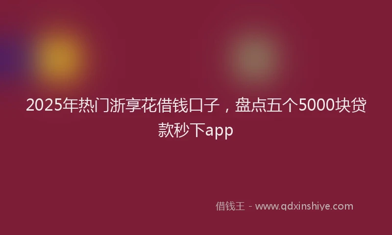 2025年热门浙享花借钱口子，盘点五个5000块贷款秒下app