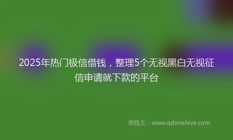 2025年热门极信借钱，整理5个无视黑白无视征信申请就下款的平台