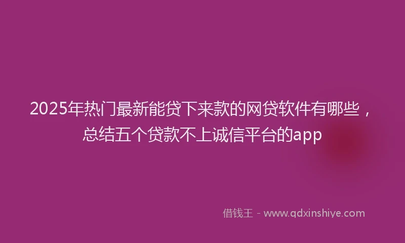 2025年热门最新能贷下来款的网贷软件有哪些，总结五个贷款不上诚信平台的app