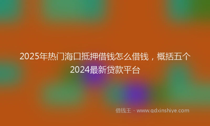 2025年热门海口抵押借钱怎么借钱，概括五个2024最新贷款平台