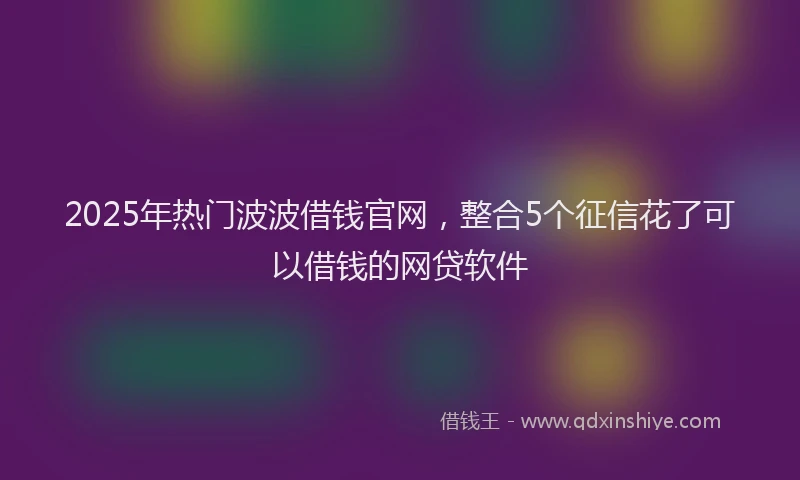 2025年热门波波借钱官网,整合5个征信花了可以借钱的网贷软件