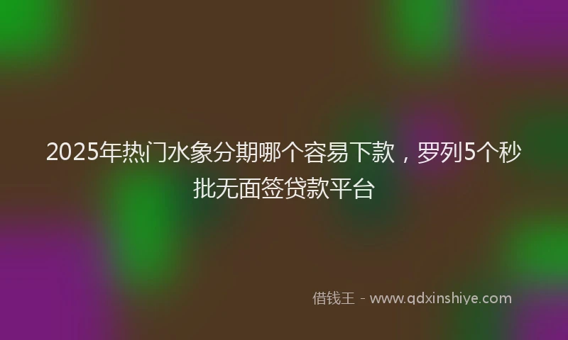 2025年热门水象分期哪个容易下款，罗列5个秒批无面签贷款平台