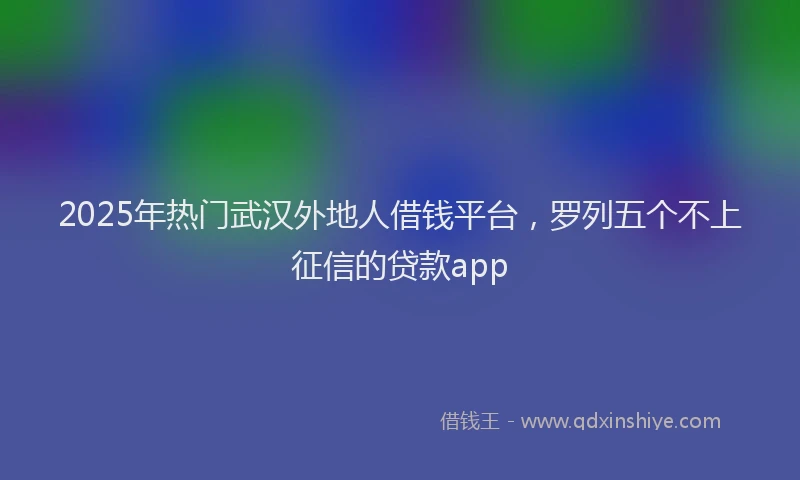 2025年热门武汉外地人借钱平台，罗列五个不上征信的贷款app