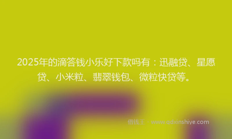 2025年的滴答钱小乐好下款吗有：迅融贷、星愿贷、小米粒、翡翠钱包、微粒快贷等。