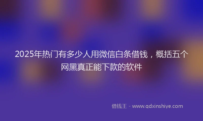2025年热门有多少人用微信白条借钱，概括五个网黑真正能下款的软件