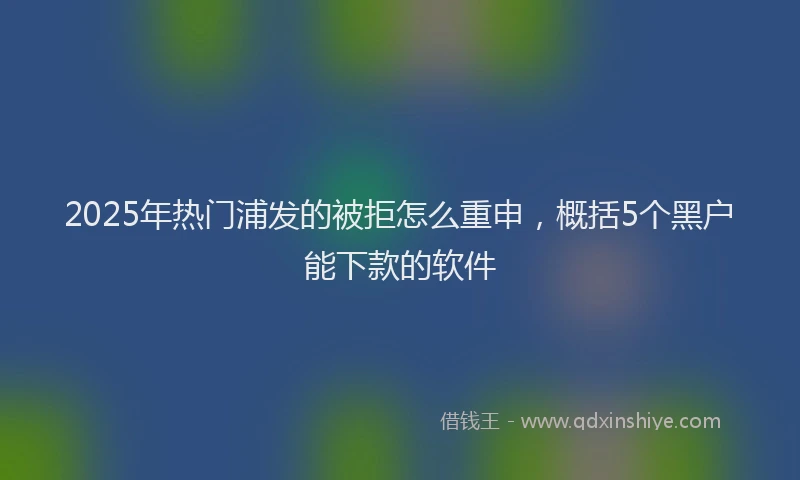2025年热门浦发的被拒怎么重申，概括5个黑户能下款的软件
