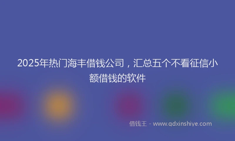 2025年热门海丰借钱公司，汇总五个不看征信小额借钱的软件
