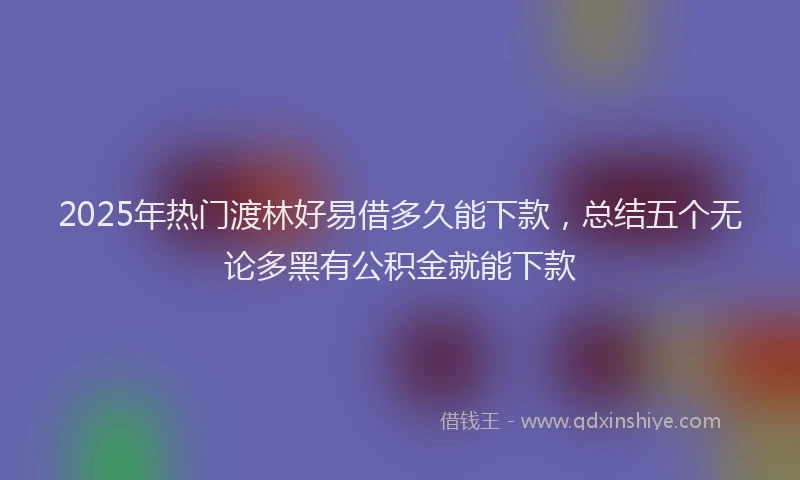 2025年热门渡林好易借多久能下款，总结五个无论多黑有公积金就能下款