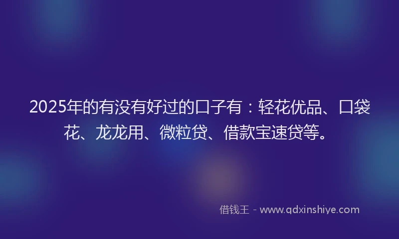 2025年的有没有好过的口子有：轻花优品、口袋花、龙龙用、微粒贷、借款宝速贷等。