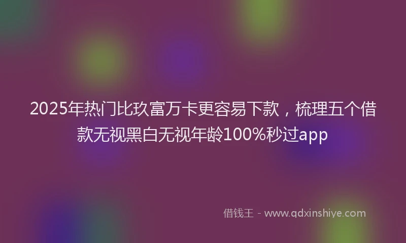 2025年热门比玖富万卡更容易下款，梳理五个借款无视黑白无视年龄100%秒过app