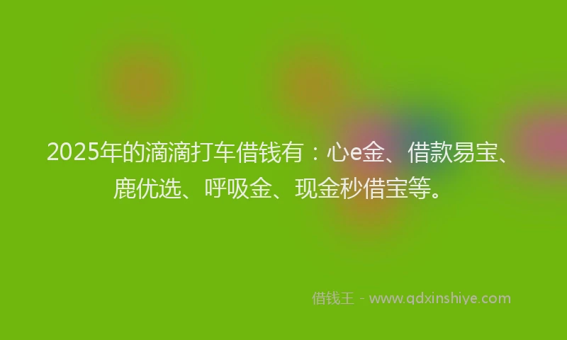 2025年的滴滴打车借钱有：心e金、借款易宝、鹿优选、呼吸金、现金秒借宝等。