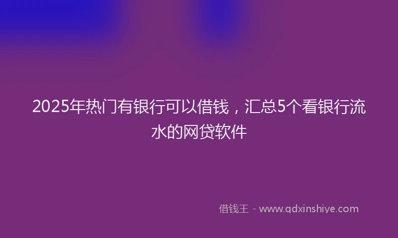 2025年热门有银行可以借钱，汇总5个看银行流水的网贷软件