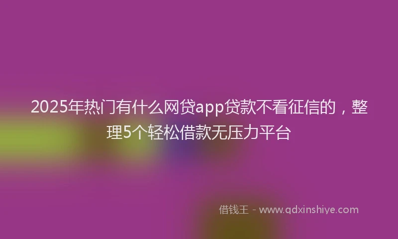 2025年热门有什么网贷app贷款不看征信的，整理5个轻松借款无压力平台