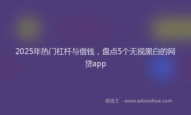 2025年热门杠杆与借钱，盘点5个无视黑白的网贷app