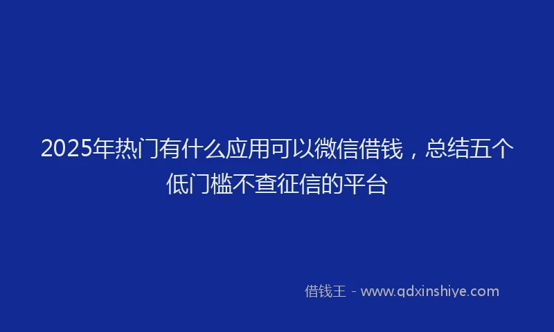 2025年热门有什么应用可以微信借钱,总结五个低门槛不查征信的平台