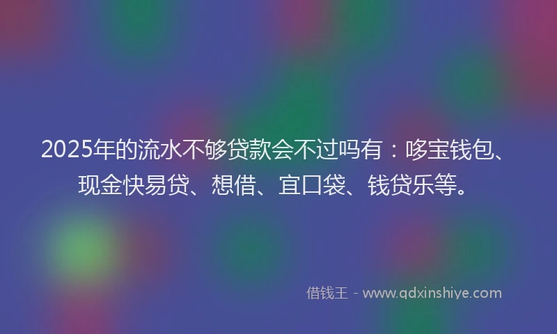 2025年的流水不够贷款会不过吗有：哆宝钱包、现金快易贷、想借、宜口袋、钱贷乐等。