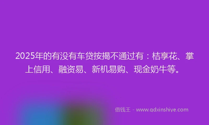 2025年的有没有车贷按揭不通过有：桔享花、掌上信用、融资易、新机易购、现金奶牛等。