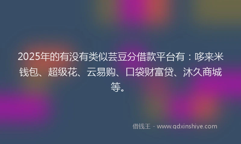 2025年的有没有类似芸豆分借款平台有：哆来米钱包、超级花、云易购、口袋财富贷、沐久商城等。