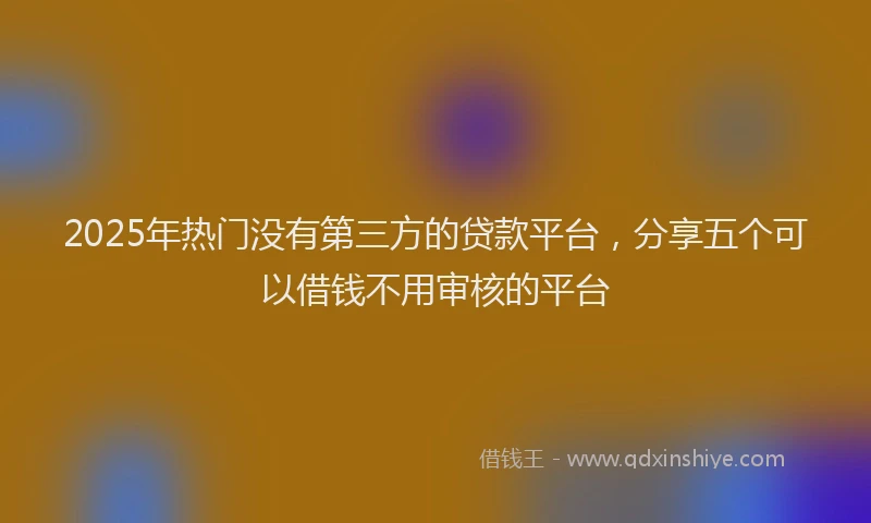 2025年热门没有第三方的贷款平台，分享五个可以借钱不用审核的平台