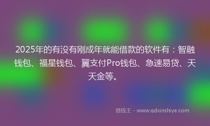2025年的有没有刚成年就能借款的软件有：智融钱包、福星钱包、翼支付Pro钱包、急速易贷、天天金等。