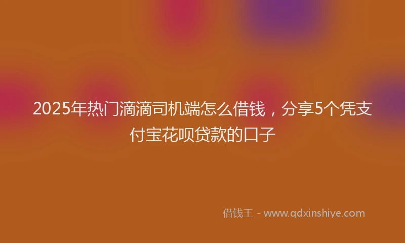 2025年热门滴滴司机端怎么借钱，分享5个凭支付宝花呗贷款的口子